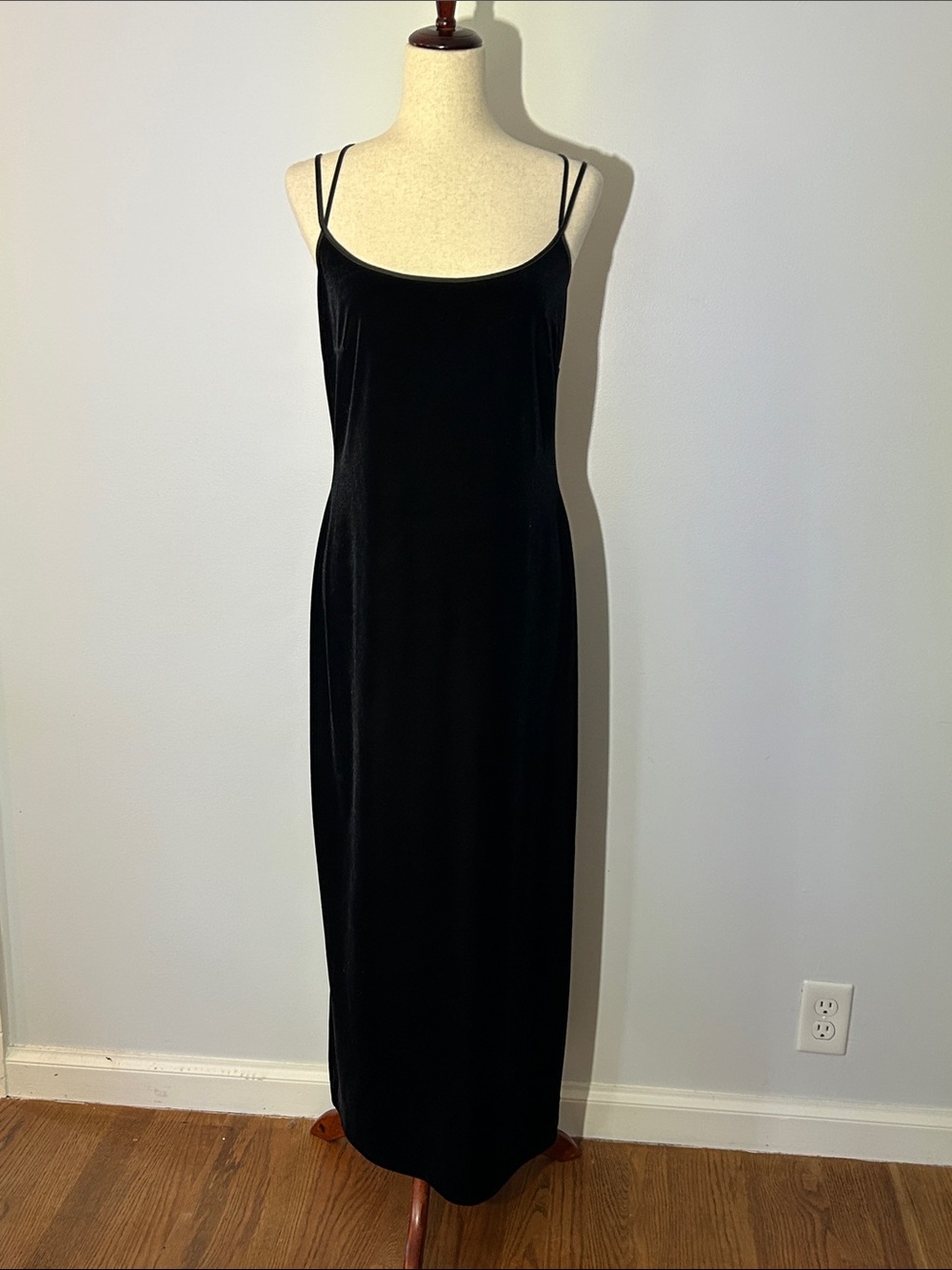Vintage Ann Taylor Black Velvet Maxi Slip Dress